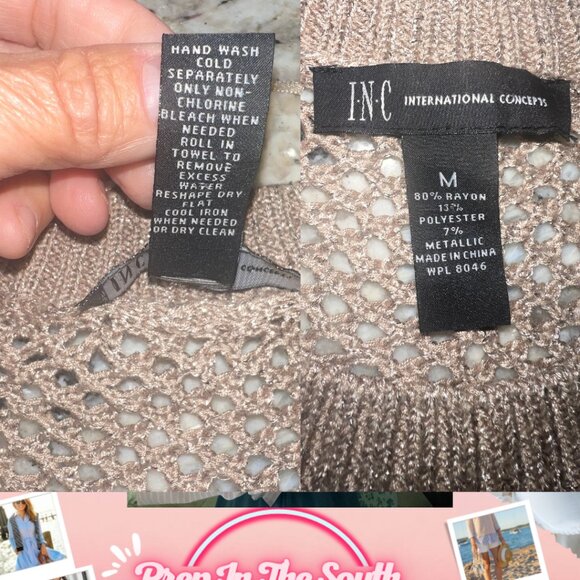 INC International Concepts Open Weave Gold Metallic Sweater – Size M - Picture 6 of 6